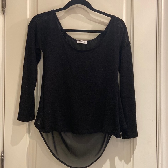 Black thin sweater with sheer underlay - Picture 1 of 3